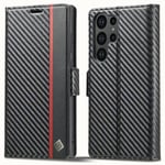 SKALO Samsung S25 Ultra LC.IMEEKE Carbon Fiber Plånboksfodral - Svart Svart