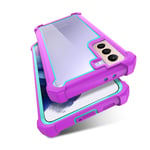 KSELF Case for Samsung Galaxy S21 Case with Screen Protector, Full Body Protective TPU Hybrid Dual Layer Shockproof scratch Rugged Bumper Cover for Samsung Galaxy S21 5G 6.2 Inch(Purple Light Blue)
