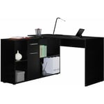 Idimex - Bureau d'angle carmen bureau modulable avec meuble de rangement intégré 4 étagères 1 porte et 1 tiroir, décor noir mat - Noir