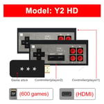 Y2-Hd (Gris) 01 - Console De Jeu Vidéo Tv Portable Sans Fil Usb, 1800 Jeux Classiques Intégrés, Mini Manette De Jeu Double 8 Bits, Sortie Compatible Hdmi