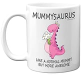 Mummy Birthday Gifts - Mummysaurus - Best Mummy Mugs, Happy Birthday Gift, Mum Present Xmas Cup Cups, Christmas Tea Coffee Mothers Day Mugs, 11oz Ceramic Dishwasher Microwave Safe Mugs - Made in UK