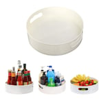 PETSBURG Multi-Function Rotating Tray/Kitchen Organizer/Cosmetics Organizer,360° Lazy Turntable Kitchen Spice Storage Tray (White)