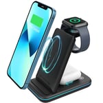 BISBISOUS Chargeur sans fil 3 en 1, station de charge pliable compatible avec iPhone/Airpods/Samsung/Galaxy Buds (noir)-BISBISOUS