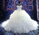 FTFTO Home Accessories Dress Bride Gown Bridesmaid Dress Double Crochet Lace Top Lace Applique Lace Princess Dress Lace Princess Dress Pure WhitePure White US:12 (XXXL)