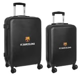 F.C. Barcelona 3rd Equipment – Set of Trolleys Cabin 20 and 24 inches, with Swivel Wheels, Suitcases with Wheels, Security Lock, Lightweight Suitcases, 40 x 26 x 63 cm, Black, Black/White, Estándar,