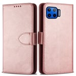 Blueenza Wallet Phone Case Motorola Moto G 5G Plus Cover Leather Case Book Heavy-Duty 360 Protection Shockproof [Magnetic Flip] [Stand Feature] [3 Card Slot][Photo ID] [Money Pocket] Rose Gold