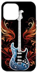 Coque pour iPhone 13 Pro Max Guitare électrique avec flammes Metal Band Rock Design