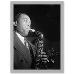 Vintage Photo Charlie Parker Jazz Music Sax Legend Black & White A4 Artwork Framed Wall Art Print