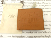 FOSSIL Bifold Leather Wallet Mens LEE Tan Embossed Coin Wallets in DustBag R£59