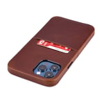 Dockem Virtuosa M1 Card Case for iPhone 12 Pro Max: Built-in Metal Plate, Designed for Magnetic Mounting: Ultra Slim Top Grain Genuine Leather Wallet Case: M-Series - (Brown Virtuosa)