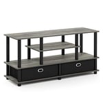 Furinno JAYA Large TV Stand for Up to 55 Inch TV with Storage Bin, French Oak/Black, 120.9(W) x 57.9(H) x 39.6(D) cm
