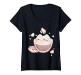 Womens Cute Cat Mug Kitty Funny Cats Lover Design V-Neck T-Shirt