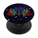PopSockets Rainbow Lotus Flower Chakras Meditation Yoga Lover Gift PopSockets PopGrip: Swappable Grip for Phones & Tablets