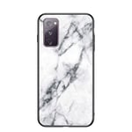 BRAND SET Case for Samsung Galaxy S20 FE/S20 Lite Case Marble Tempered Glass All Inclusive Cover Soft Silicone Edge Hard Case Compatible with Samsung Galaxy S20 FE/S20 Lite-White