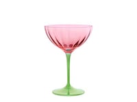 Home 1953621 Lot de 6 Paires de Champagne Kate Optical en Verre, Rose avec Pied Vert, Cl 21, Glass