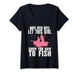 Womens Move Over Boys Let This Girl Show You How To Fish - Girls V-Neck T-Shirt