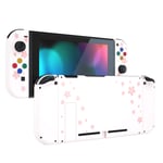 eXtremeRate Back Plate for Nintendo Switch Console, NS Joy con Handheld Controller Housing w/Colorful Buttons, Replacement Shell for Nintendo Switch - Pink Cherry Blossoms Petals