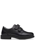 Clarks Kid Scala Pace Strap School Shoe - Black Leather, Black Leather, Size 8 Younger