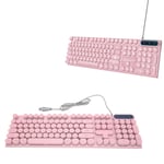 (Pink) Gaming Keyboard 104 Keys Wired USB Office Keyboard For PC Laptop
