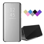 BRAND SET Case for Samsung Galaxy A71 5G Plating Smart Mirror Case Shell Automatic Have Sleep/Wake Function Flip Case All-inclusive Mobile Phone Case Suitable for Samsung Galaxy A71 5G-Silver