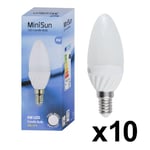 10 Pack E14 White Thermal Plastic Candle LED 4W Cool White 6500K 400lm Light Bulb