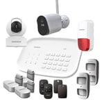 Daewoo Security DASA663AM Pack Alarme SA663 WiFi, contrôle à Distance, adapté aux Animaux, caméra Autonome intérieure & extérieure W502, caméra intérieure et sirène extérieure