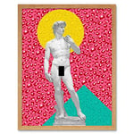 Artery8 Statue of David by Michelangelo Classic with Abstract Art 80s Leopard Art Print Framed Poster Wall Decor 12x16 inch