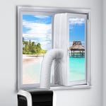 Mrrihand Air Conditioner Window Kit 300cm with Zipper, Fixing Ties, Adhesive Tap, Air Conditioner Window Seal, Waterproof Compatible with All Mobile Air Con Unit, Easy to Install(Tube Not Included)