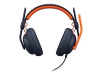 Logitech Zone Learn Over-ear Wired Headset For Learners, 3.5mm Aux Hörlurar 3,5 Mm Kontakt Orange, Svart