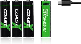 COAST Uppladdningsbart batteri AA, 1,5V, 2400mAh, 4-pack