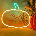 Dekorativ Neon LED-Belysning Pumpa - Orange/Grön