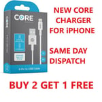 Genuine Core iPhone Charger for Apple iPhone 12 11 X 6 5 7 8 USB Data Lead Cable