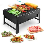 Uten Portable Barbecue Grill Stainless Steel Charcoal Smoker Char Broil BBQ Pit Grill for Picnic Garden Terrace Camping Travel (17.1''x11.8''x9.5'')