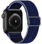 GBPOOT Solo Loop Compatible with Apple Watch Strap 38mm/40mm for Female Male,Elastic Stretchy Nylon Sports Replacement Strap for IWatch Series 6/SE/5/4/3/2/1,Midnight Blue Black,42/44mm
