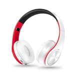 YUHUANG Bluetooth Headphones Over-Ear Wireless Headset Hi-Fi Stereo Earphones Bluetooth Headphone Music Headset FM And Support SD Card With Mic For Cell Phones/Laptop/PC (Color : White red)