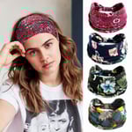 4-pack damhårband Boho Floal Style Criss Cross huvudband Blommigt huvudbonad Yoga hårband Stretch för kvinnor(A)