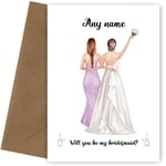 Framed Occasions Personalised bridesmaid proposal card. Will you be my bridesmaid card (Maid of Honour request card), for your bride tribe including Junior Bridesmaids on your wedding day