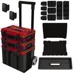 Einhell E-Case Tower Tool Storage System - 3 Stackable Cases With Wheels And Telescopic Handle - Power Tool Box, Lockable, Protective Storage And Transport Of Tools And Accessories