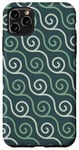 Coque pour iPhone 11 Pro Max Teal Soft Mint Curled Swirls Spirals Tendrils Curves Pattern