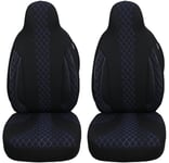 Housses de siège sur Mesure pour sièges de Voiture compatibles avec Skoda Yeti 2009–2017 conducteur et Passager Housses de siège FB : PL406 (Coutures Noires et Bleues)