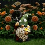 Lewondr Statue de Jardin en Résine, Sculpture Décorative en Forme de Gnome avec Filet, Décor de Jardin Solaire avec Fleurs & Lumière Chaude, Décoration Extérieure pour Cour Patio Jardin Maison, Coloré