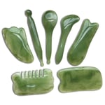 7-delars Gua Sha-set, Harts Gua Sha-set för ansikte och nacksmärta green
