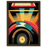 Retro Record Player DJ Decks Turntable Abstract Print Artwork Framed Wall Art Print A4