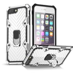 EYZUTAK Case for iPhone 6 iPhone 6S, Military Grade Protective Phone Case with Magnetic Car Mount 360 Degree Rotation Metal Finger Ring Holder Magnet Car Holder Shockproof Case - Silver