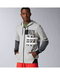 Reebok Mens Workout Ready Cotton Graphic Zip Hoodie - Medium Grey - S