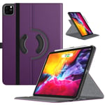 TiMOVO Case Fit New iPad Pro 11 Inch 2020 (2nd Generation), 90 Degree Rotating Stand Leather Protective Cover, Smart Swivel Case [Support Apple Pencil Charging], Auto Sleep/Wake - Purple
