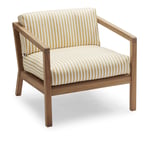 Fritz Hansen - Virkelyst Chair, Teak, Fossflakes Padding, Outdoor Textile / Golden Yellow Stripe - Utomhusfåtöljer