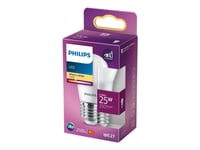 Philips - Led-Glödlampa - Form: P45 - Glaserad Finish - E27 - 2.8 W (Motsvarande 25 W) - Klass F - Varmt Vitt Ljus - 2700 K