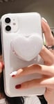 Puret Phone Case For Samsung S20 FE, White Soft Acrylic Gel/Silicone/TPU Case with Love Shape Phone Grip/Phone holder. (White S20 FE case)