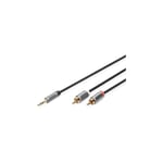 Digitus - câble adaptateur audio - jack 3,5mm vers 2x rca - câble auxiliaire - câble stéréo - adaptateur rca - contacts dorés - 3m - noir - pour